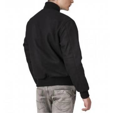 All-Wool Letterman Jacket in Sleek All-Black All-Wool Letterman Jacket in Sleek All-Black