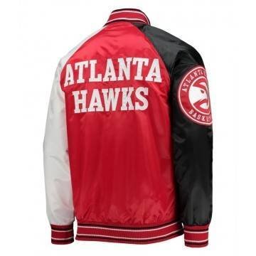 Atlanta Hawks Reliever Red/Black Satin Raglan Jacket