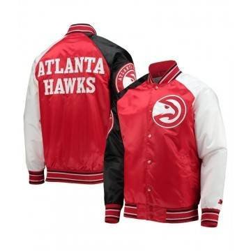 Atlanta Hawks Reliever Red/Black Satin Raglan Jacket