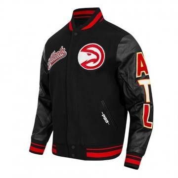 Atlanta Hawks Script Tail Classic Rib Varsity Jacket Atlanta Hawks Script Tail Classic Rib Varsity Jacket