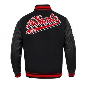 Atlanta Hawks Script Tail Classic Rib Varsity Jacket Atlanta Hawks Script Tail Classic Rib Varsity Jacket