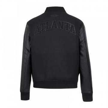 Atlanta Hawks Triple Black Varsity Wool & Leather Jacket