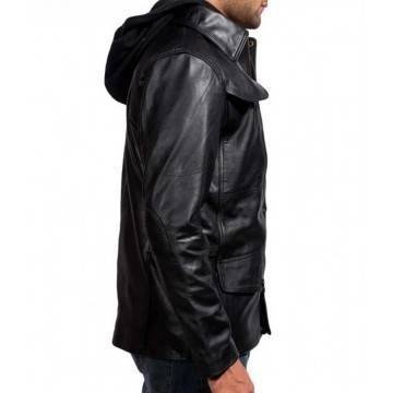 Arnold Terminator 5 Leather Jacket with Hood