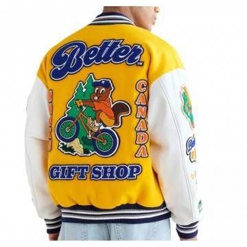 Better Gift Shop Buddy Yellow & White Varsity Jacket