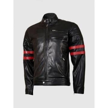 Biker Leather Jacket with...