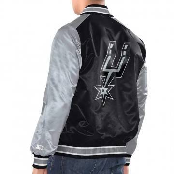 Black/Silver San Antonio Spurs Renegade Varsity Satin Jacket Black/Silver San Antonio Spurs Renegade Varsity Satin Jacket