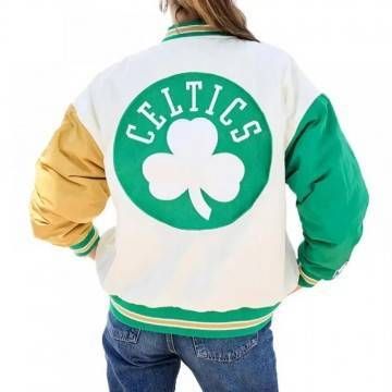 Boston Celtics Color Block Bomber Full-Snap Jacket