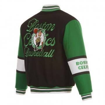 Boston Celtics Black and Green Varsity Wool Jacket