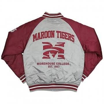 Morehouse Tigers Gray and Maroon Lightweight Satin Jacket