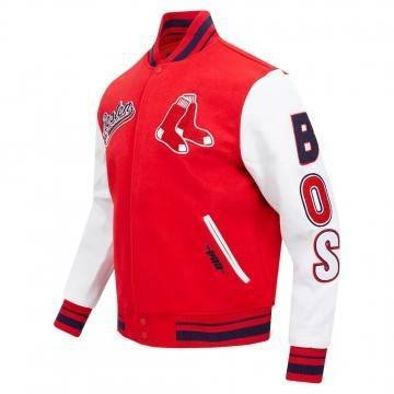 Boston Red Sox Script Tail Red & White Varsity Jacket Boston Red Sox Script Tail Red & White Varsity Jacket
