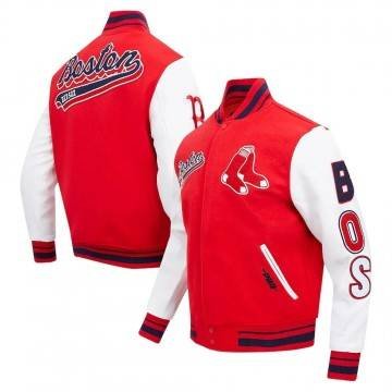 Boston Red Sox Script Tail Red & White Varsity Jacket Boston Red Sox Script Tail Red & White Varsity Jacket