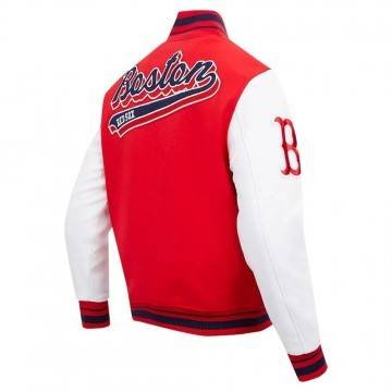 Boston Red Sox Script Tail Red & White Varsity Jacket Boston Red Sox Script Tail Red & White Varsity Jacket