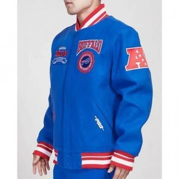 Buffalo Bills Crest Emblem Royal Varsity Wool Jacket Buffalo Bills Crest Emblem Royal Varsity Wool Jacket