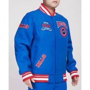 Buffalo Bills Crest Emblem Royal Varsity Wool Jacket Buffalo Bills Crest Emblem Royal Varsity Wool Jacket