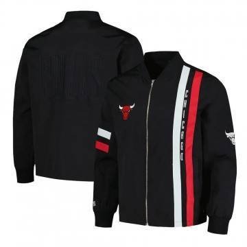 Chicago Bulls Black Stitch Appliqué Bomber Jacket