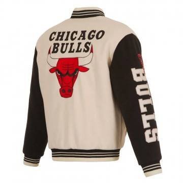 Chicago Bulls Cream & Black Varsity Jacket Chicago Bulls Cream & Black Varsity Jacket