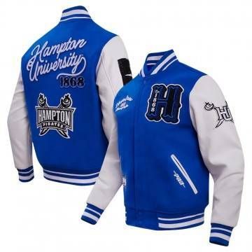 Hampton Pirates HBCU Royal & White Varsity Jacket