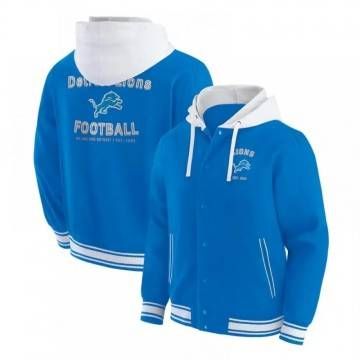 Detroit Lions Blue Cotton Hooded Jacket