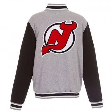 New Jersey Devils Gray and Black Varsity Wool Jacket