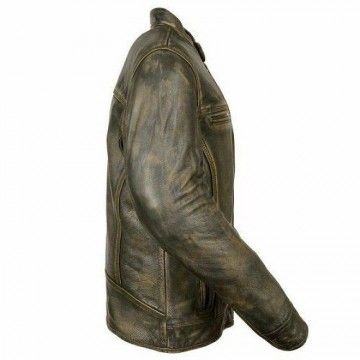 Distressed Wax Vintage Biker Retro Motorcycle Cafe Racer Leather Jacket Distressed Wax Vintage Biker Retro Motorcycle Cafe Racer Leather Jacket