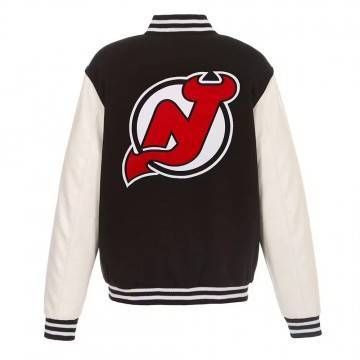 New Jersey Devils Varsity Black and White Jacket