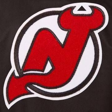 New Jersey Devils Front Hit Poly Twill Black and Red Jacket New Jersey Devils Front Hit Poly Twill Black and Red Jacket