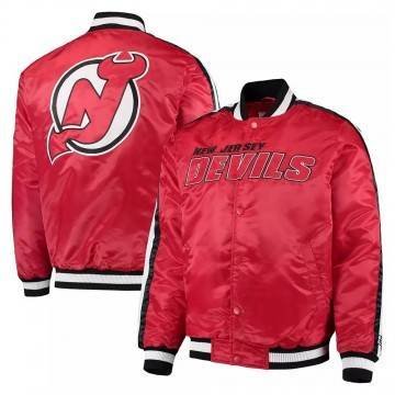Starter Red New Jersey Devils O-Line Satin Full-Snap Jacket Starter Red New Jersey Devils O-Line Satin Full-Snap Jacket