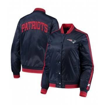 Overtime New England Patriots Full-Snap Navy Varsity Satin Jacket Overtime New England Patriots Full-Snap Navy Varsity Satin Jacket