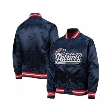 New England Patriots Raglan Full-Snap Satin Jacket