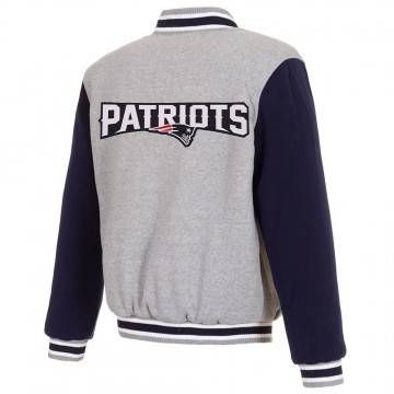 New England Patriots Varsity Gray and Navy Wool Jacket