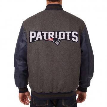 New England Patriots Charcoal and Blue Varsity Jacket