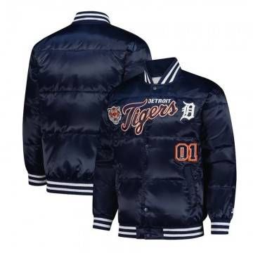 Detroit Tigers Navy Satin Puffer Jacket