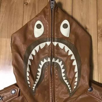 BAPE Leather Shark Hoodie Jacket BAPE Leather Shark Hoodie Jacket