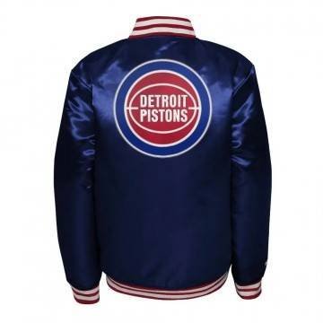 Detroit Pistons Navy Heavyweight Satin Jacket