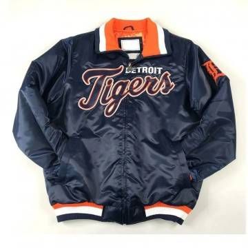 Detroit Tigers Script Navy Satin Jacket