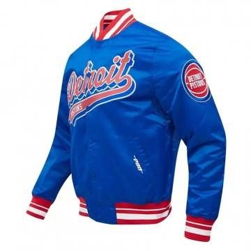 Detroit Pistons Script Tail Blue Satin Jacket Detroit Pistons Script Tail Blue Satin Jacket