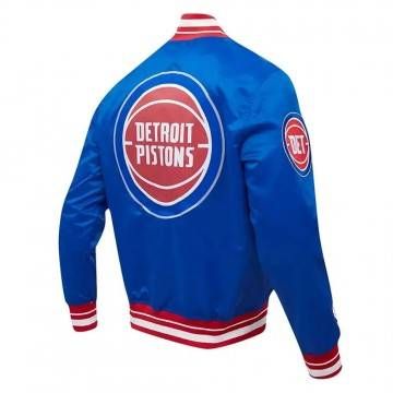 Detroit Pistons Script Tail Blue Satin Jacket Detroit Pistons Script Tail Blue Satin Jacket