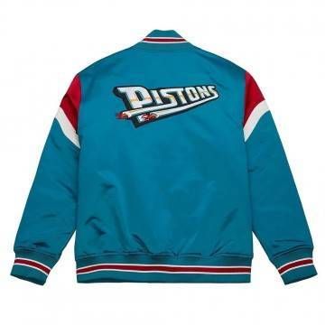 Detroit Pistons Heavyweight Aqua Satin Jacket