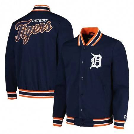 Navy Blue Detroit Tigers Satin Jacket