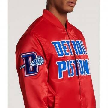 Detroit Pistons Big Logo Red Satin Jacket Detroit Pistons Big Logo Red Satin Jacket