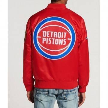 Detroit Pistons Big Logo Red Satin Jacket Detroit Pistons Big Logo Red Satin Jacket