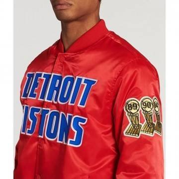 Detroit Pistons Big Logo Red Satin Jacket Detroit Pistons Big Logo Red Satin Jacket