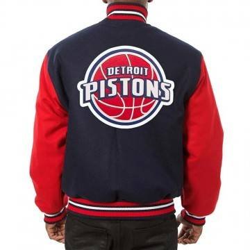 Detroit Pistons Navy/Red Two-Tone Varsity Wool Jacket Detroit Pistons Navy/Red Two-Tone Varsity Wool Jacket