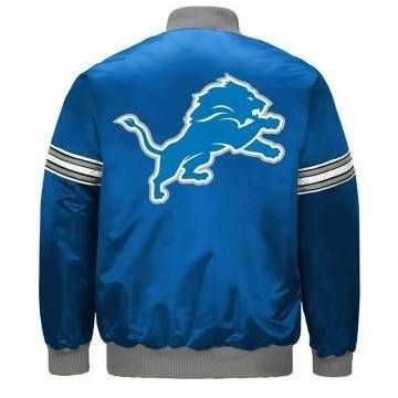 Detroit Lions Blue Striped Satin Jacket