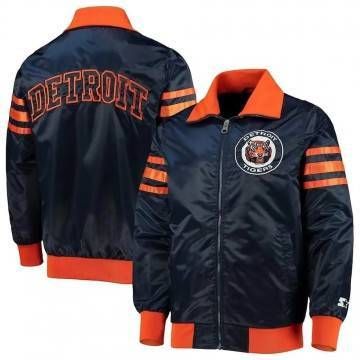 Navy Blue The Captain III Detroit Tigers Satin Jacket Navy Blue The Captain III Detroit Tigers Satin Jacket