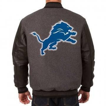 Detroit Lions Varsity Black and Charcoal Jacket Detroit Lions Varsity Black and Charcoal Jacket