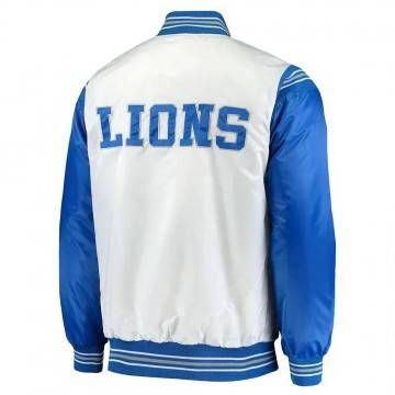 Detroit Lions Historic Logo Renegade White Blue Satin Jacket