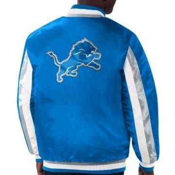 Detroit Lions Blue Stripe Satin Jacket