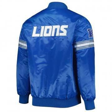 The Pick and Roll Detroit Lions Blue Full-Snap Satin Jacket