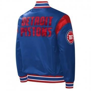 Detroit Pistons Force Play Varsity Blue Satin Jacket Detroit Pistons Force Play Varsity Blue Satin Jacket